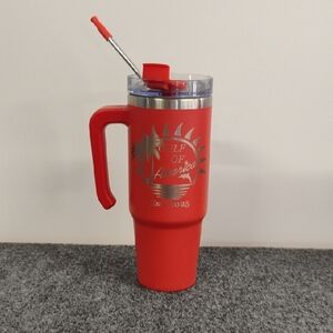 Gulf of America Red Travel Mug with Straw. New